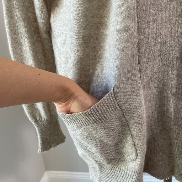 White + Warren Womens Medium Tan Button Up 100% Cashmere Cardigan Sweater - Picture 6 of 11